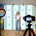 Coastal Aqua Stripes Photography Backdrop 8x6FT, Starfish Minimalist ...