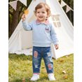 thumbnail image 3 of Toddler Baby Boy Clothes 18 Months Boys Fall Winter Outfits 24 Months Boys Long Sleeve Lapel Top Jeans Pants 2PCS Clothing Set Light Blue, 3 of 8