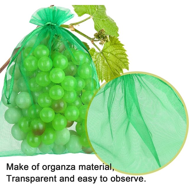 Bolsa de protección de manojo de 200 piezas 23x1 7 / 15 * 20 cm Bolsa de organza de fruta de uva con cordón que brinda protección total contra avispas, pájaros y otros insectos