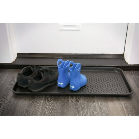 Ottomanson Multi-Purpose Indoor & Outdoor Waterproof Tray, 30" X 15", Black