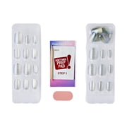 Kiss Impress Color FX Short Oval Press on Nails, Silver, 30 Pieces