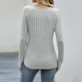 thumbnail image 4 of qolati Womens Ribbed Knit Tops Thermal Long Sleeve Crew Neck Tunic T Shirts Casual Slim Fitted Button Hem Going Out Pullover Blouse, 4 of 4