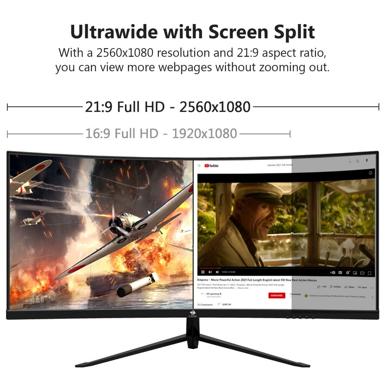 Z-EDGE UG30 30-Inch Curved Gaming Monitor 200Hz 1ms 21:9 Ultrawide  2560x1080 HDMI DP Port RGB