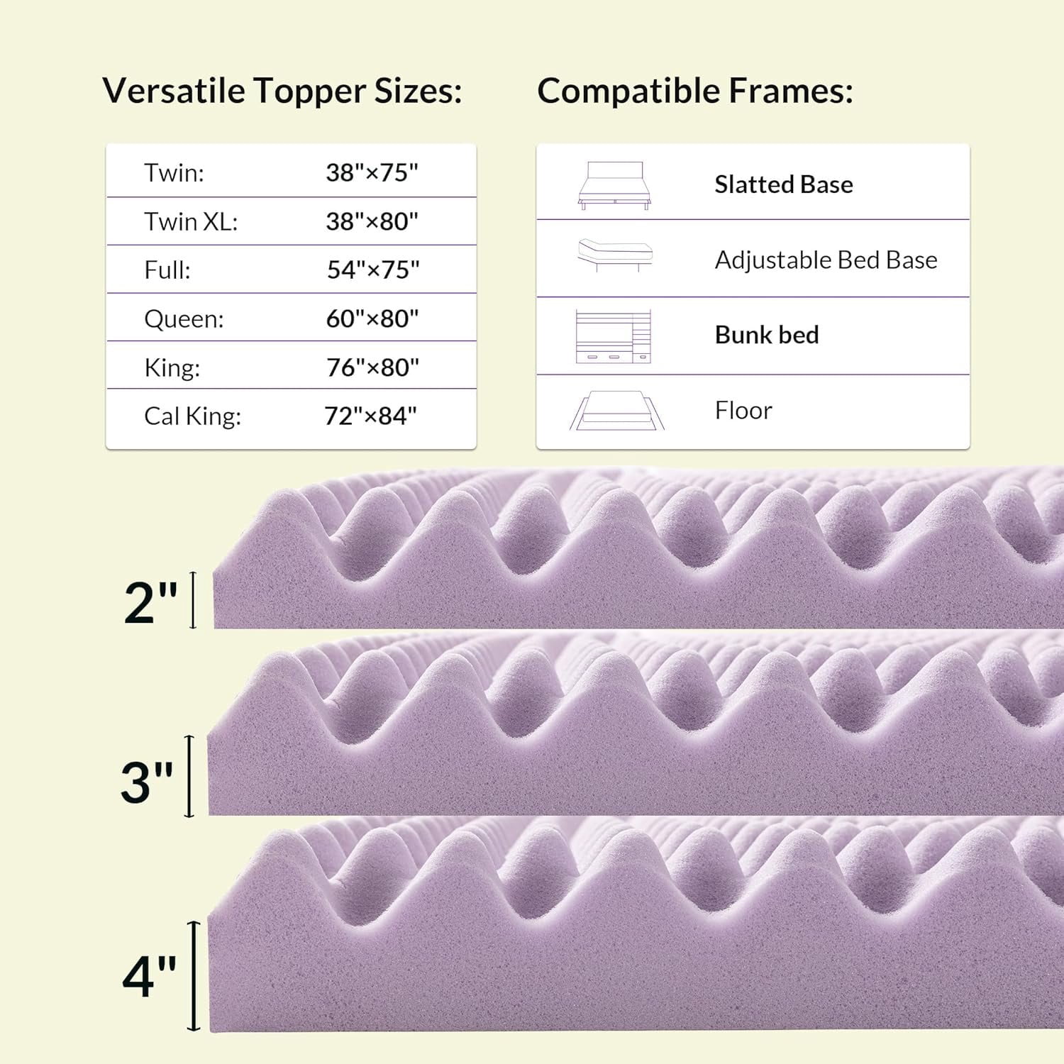 Twin XL Mattress Topper, 2 Inches Memory Foam Mattress Topper,Pressure Relief for Back Pain