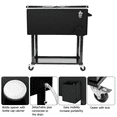 thumbnail image 4 of Tcbosik Portable Rolling Cooler Cart with Locking Wheels, 80 Quart Beverage Ice Chest Cart Trolley with Bottle Opener and Storage Shelf for Outdoor, Patio, Garden, Backyard, Black, 4 of 9