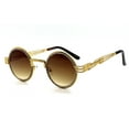 thumbnail image 5 of Sunglasses Men Hip Hop Shades Round Gold Metal Diamond Bling Brown, 5 of 7