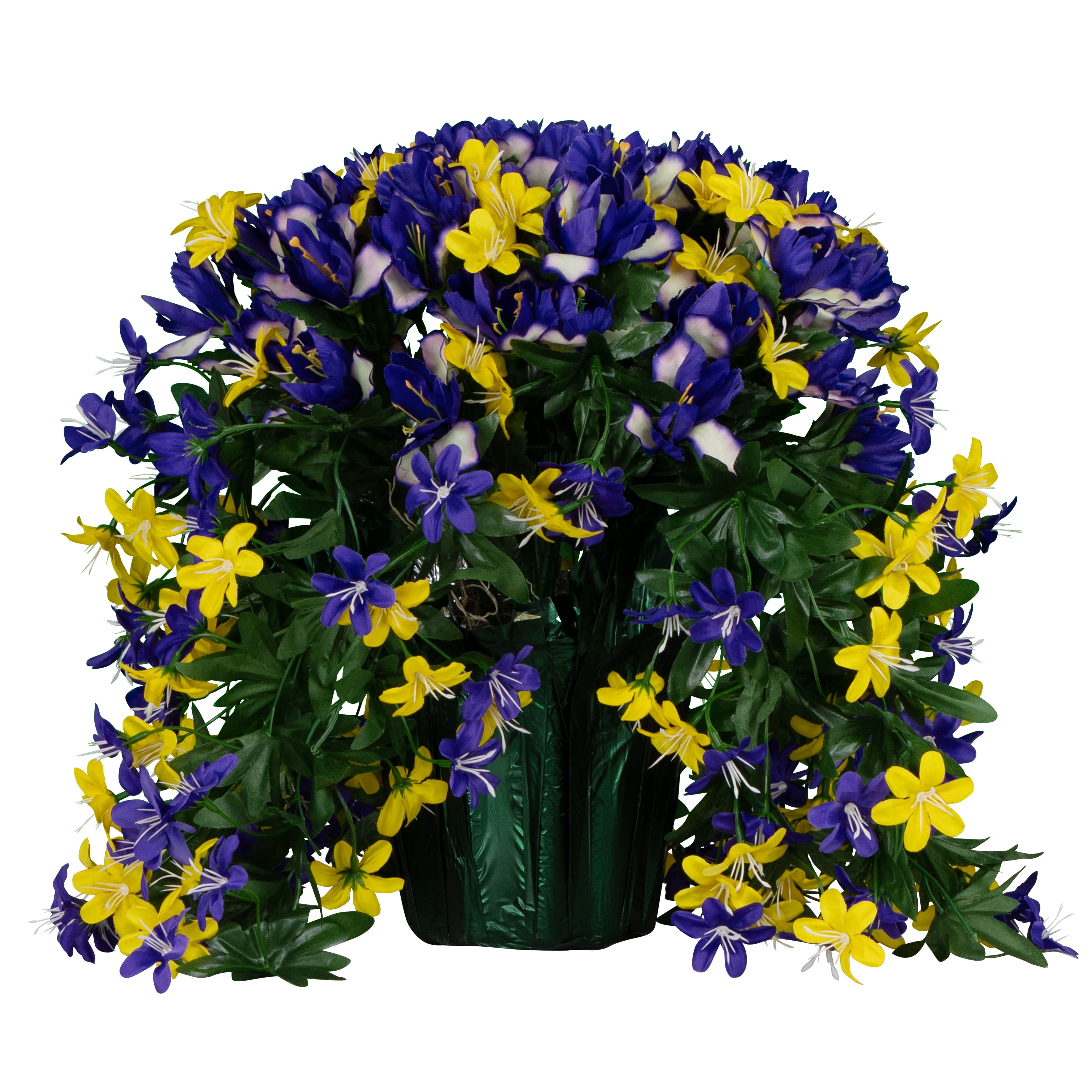 Sympathy Silks Artificial Flowers Outside Weighted Trailing Purple iris and Stargrass Wildflowers Pot