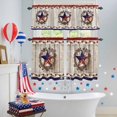 thumbnail image 4 of Independence Day Kitchen Curtains Valances 3 Piece Set, American Flag Farm Vintage Wooden Board Rod Pocket Tier Curtain and Valance Drapes for Small Window 36 Inch Length for Bedroom Cafe, 4 of 9