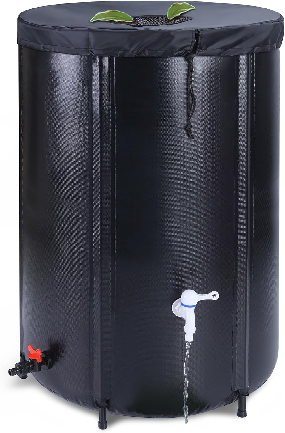 65 Gallon Rain Barrel Water Tank - Collapsible Rain Water Collection Barrel - Portable Water Storage Tank - Water Barrels Rain Catcher with Spigot Overflow Kit, Black