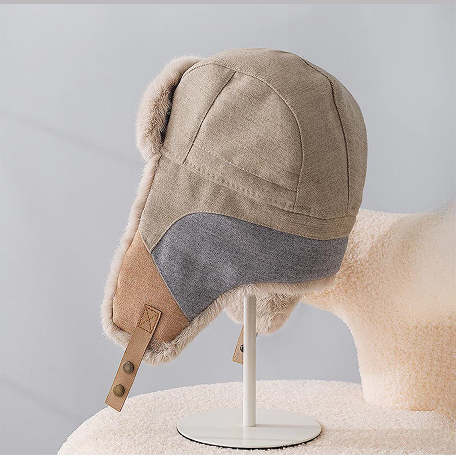Cold Weather Hats for Men Women Russian Hat with Earflap Boys Fleece Sherpa Lined Windproof Thermal Warm Cap for Outdoor Hunting Motorcycle