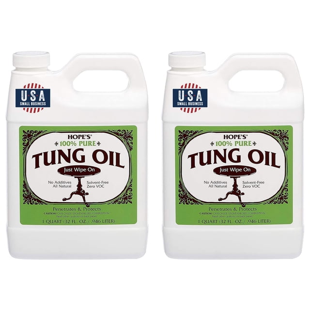 Aceite de tung 100% puro de Hope's para acabado y sellador de madera, 960 ml, paquete de 2
