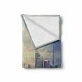 thumbnail image 2 of Modern Soft Flannel Fleece Throw Blanket, New York City Usa Landscape from Roof Apartment Balcony Photograph Image, Cozy Plush for Indoor and Outdoor Use, 60" x 80", Grey White and Pink, by Ambesonne, 2 of 6