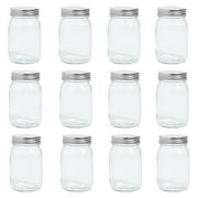 Pint Glass Mason Jars with Lids - 12 pieces