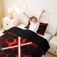 thumbnail image 4 of meiyoeat Neon Twin Bedding for Boys, Sci-Fi Red Gaming Duvet Cover Set, Black Reversible 2-Piece, 1 Duvet Cover and 1 Pillowcase, 4 of 7
