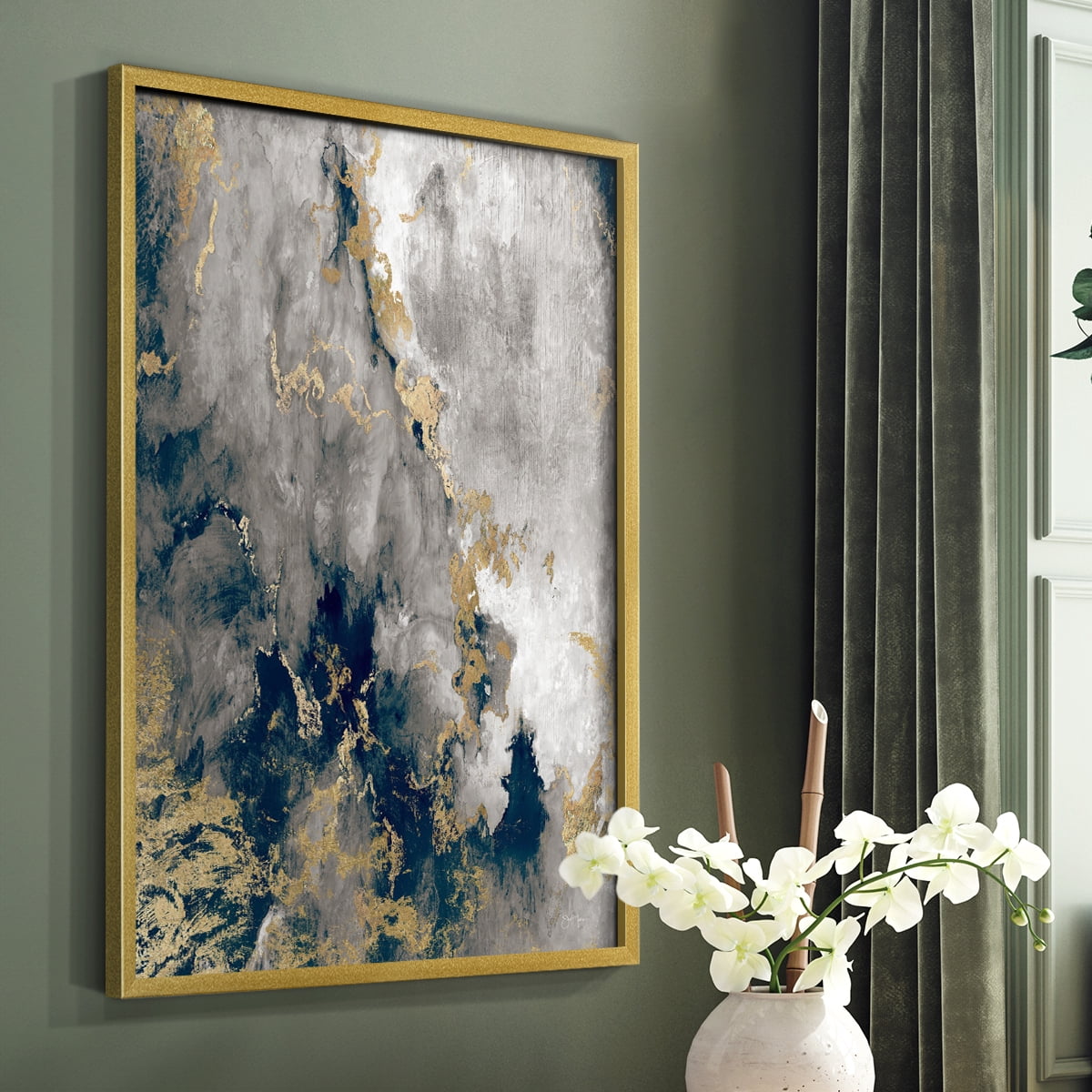 Hudson Path in Gold Solid Wood 11 x 14 Framed Print