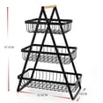 thumbnail image 5 of 3 Tier Fruit Basket with Wooden Handles, AOKIWO Metal Multifunctional Kitchen Counter & Dining Organizer for Fruit, Vegetable, Pasta, Bread, Bathroom Storage, 5 of 8