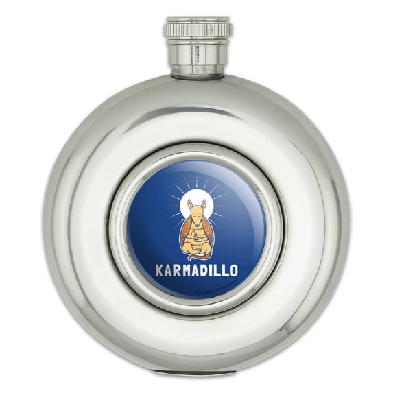 Karmadillo Armadillo Karma Funny Humor Round Stainless Steel 5oz Hip Drink Flask