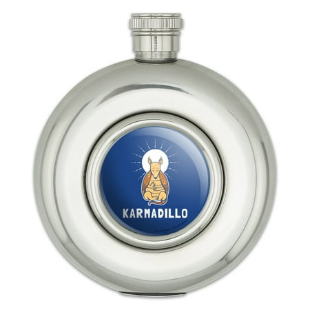 

Karmadillo Armadillo Karma Funny Humor Round Stainless Steel 5oz Hip Drink Flask