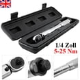 thumbnail image 1 of Adjustable 5-25Nm Ratcheting Torque Wrench 1/4" Drive Click Spanner Tool in Case, 1 of 5