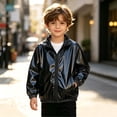 thumbnail image 5 of Mifsaly Girls Boys Shiny Jacket Lightweight Stand Collar Full Zip Casual Coats Kids Fall Spring Outdoor Outerwear with Pockets, 5 of 9