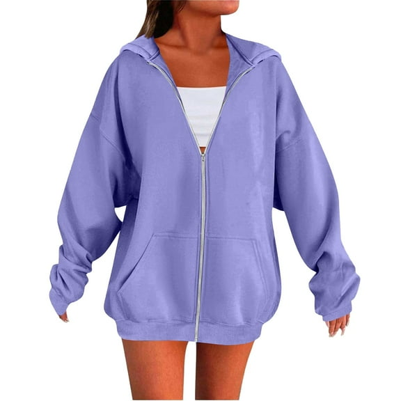 Gkeoshab Cardigan Sweaters for Women Womens Oversized Hoodies Fleece Sweatshirts Fall Fashion 2025 Pullover Sweaters Winter Clothes Light Violet L