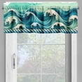 thumbnail image 6 of Ambesonne Nautical Valance & Curtain 3 Pcs Set, Icy Aquamarine Ocean Waves, 55"x45", Seafoam Beige Soft Blue, 6 of 7