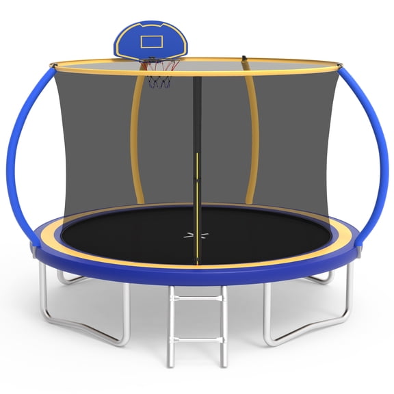 10 FT Trampoline for Kids with Basketball Hoop, SEGMART Upgraded Kids Outdoor Trampoline with Enclosure Net and Ladder, Heavy Duty Round Recreational Trampoline for Indoor Outdoor Backyard