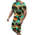 thumbnail image 2 of VBTAPA Mens Shorts Set 2 Piece Outfits Tropical Print Short Sleeve Crewneck T Shirts and Shorts Set Aloha Beach Suit Summer Casual Tracksuit Army Green XXXXL, 2 of 5