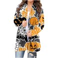 thumbnail image 2 of WREESH Mode Femmes Halloween Animal Chat Citrouille Imprimé Cardigan Manteau Blouse d'Automne, 2 of 5