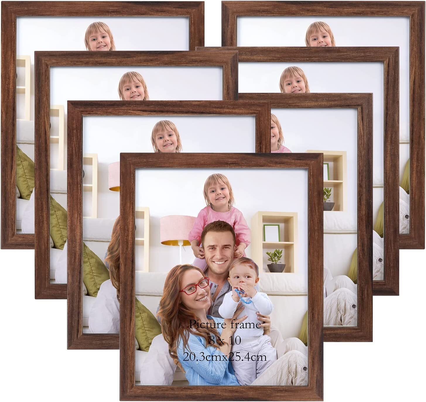 4x6 Picture Frame Set of 7, Rustic Brown Photo Frames for Desk and Wall, Size: 4 x 6