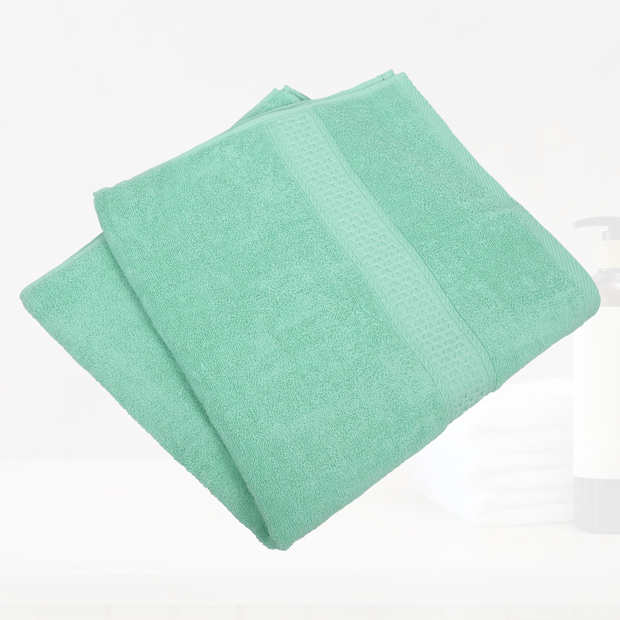Unique Bargains 1 Pcs Cotton Bath Towel Plain Soft Absorbent Olive Green