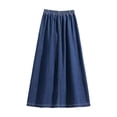 thumbnail image 5 of Jane Wardrobe High Waist Pleated Swing Denim Midi Skirt Women Side Pocket Vintage Jean Skirt Plus Size 1PC M-XXXXL, 5 of 6