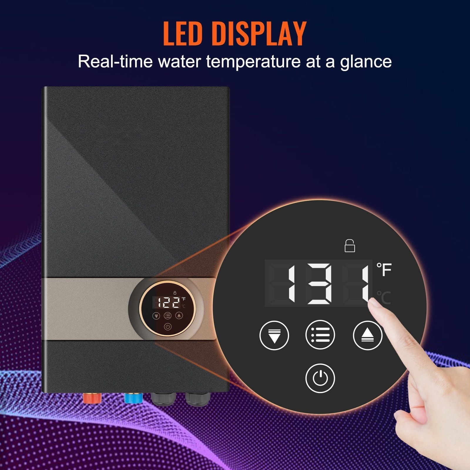 CAFORKP Instant 18kW Electric Water Heater, Tankless Design with Digital Display, ETL Listed