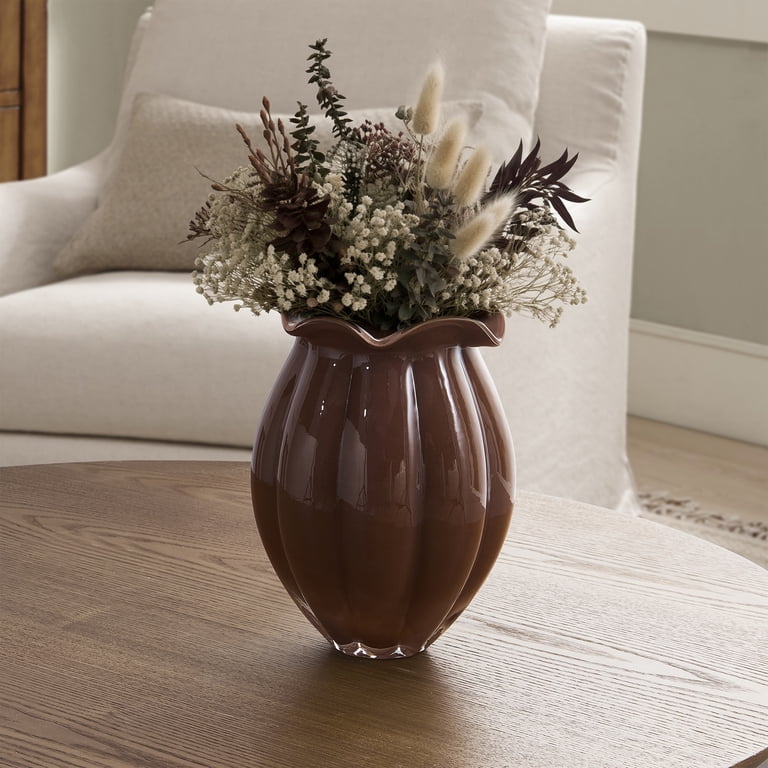 Home Decor Collection 9 In Brown Milky Glass Vase photo 2