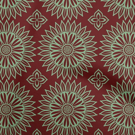oneOone Viscose Jersey Maroon Fabric Asian Block Fabric For Sewing Printed Craft Fabric By The Yard 60 Inch Wide