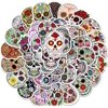 LINLANG Sugar Skull Stickers Pack 60pcs Laptop Skull Decals Dia de Los Muertos Mexican Day of The Dead Sticker Bomb Water Bottle Luggage Bike Computer Skateboard Vinyl Decal Pack