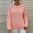 thumbnail image 2 of Women's Knitted Sweater Crewneck Long Sleeve Casual Comfy Fall Winter Clothes Pullover Sweaters Jumper Tops, 2 of 8