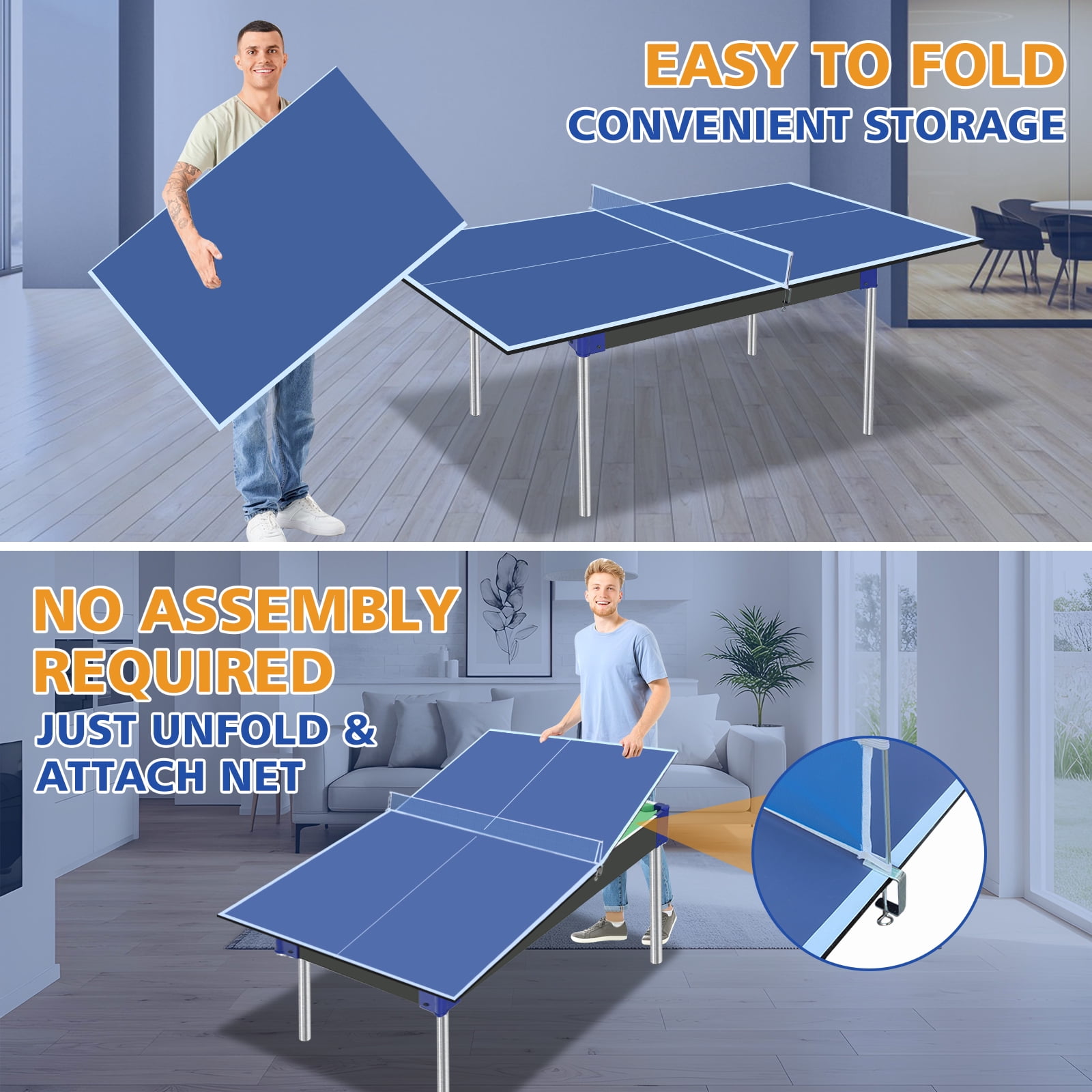 KL KLB Sport 6*3ft Mid-Size Ping Pong Conversion Top Foldable & Portable Table Tennis Table Top for Indoor Games