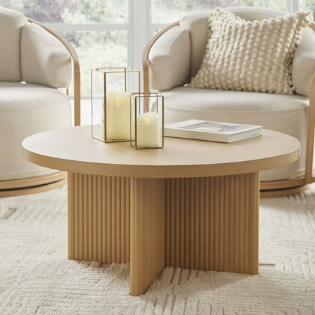 Better Homes & Gardens Lillian Fluted Coffee Table, Natural Pine Finish
