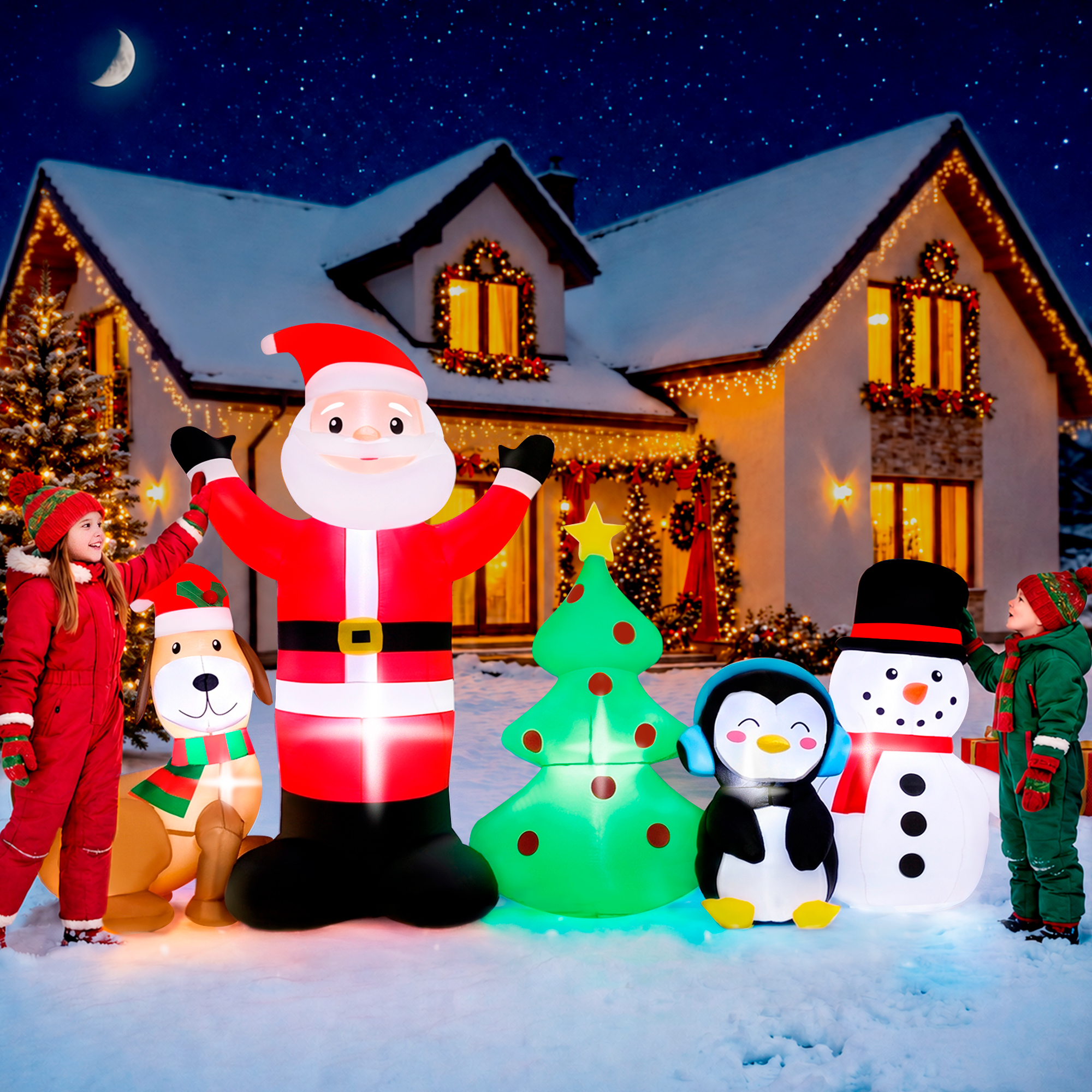 Firstness 8-Foot Christmas Inflatable with Santa & Penguin photo 2