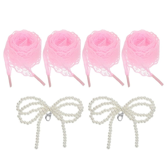 2 Pairs Flat Laces Shoelaces, 2.6CM Wide 140CM Length Lacy Shoe Laces, Pink