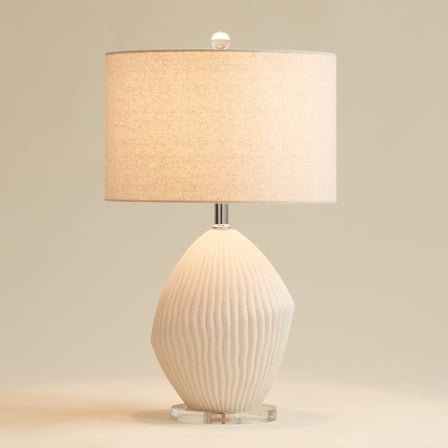 360 Lighting Lara 23" High Small Modern Coastal Accent 3-Way Table Lamp Sand White Finish Single Oatmeal Shade Living Room Bedroom