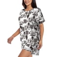 thumbnail image 2 of Bingfone Beach Print Pajamas Sets for Women Soft Short-Sleeved Pjs with Lounge Shorts Two Piece Sleepwear, 2 of 8