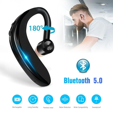 EEEKit Wireless Bluetooth Headset, Handsfree Earpiece V5.0 20 Hours Talktime Stereo Noise Cancelling Headphone with Mic for Cell Phone, Skype, Truck Driver,