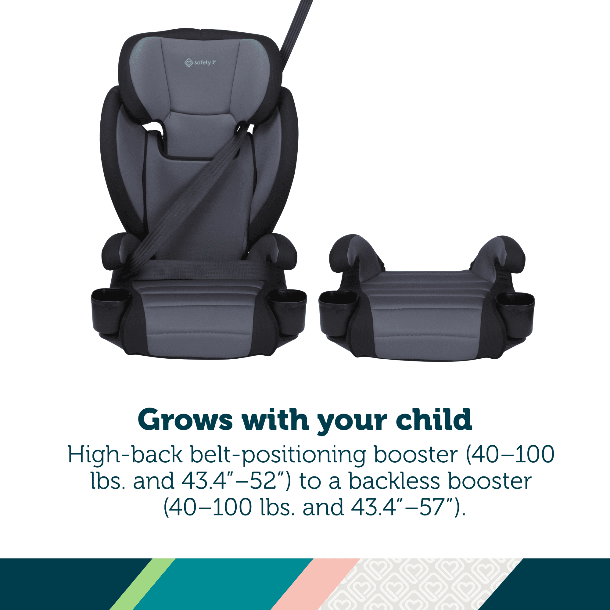 Safety 1st Grow and Go™ 2-in-1 Belt-Positioning Booster Car Seat featuring ComfortWings, Black Sand