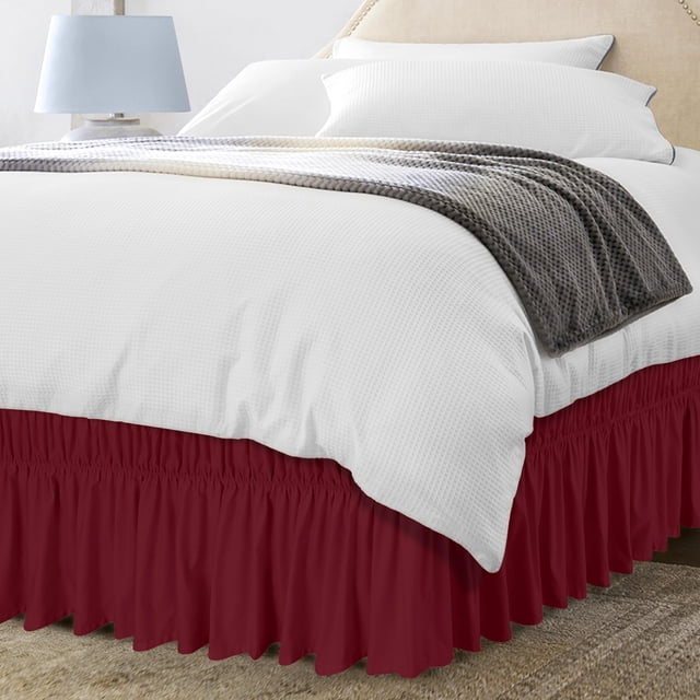 Falda de cama Utopia Bedding Queen de 16 pulgadas con forma de gota, color burdeos