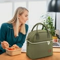 thumbnail image 7 of Hafmall Insulated Lunch Bag for Women Men, Dual Compartment Adult Box, Womens Work, Reusable Tote with Shoulder Strap, Green, 7 of 7
