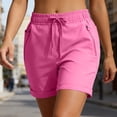 thumbnail image 6 of KyCheLot Shorts for Women Solid Color Drawstring Elastic Waist Shorts with Zipper Pockets Summer Rolled Hem Outfits, 6 of 9