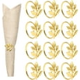 thumbnail image 2 of 12PCS Gold Napkin Rings, Metal Leaf Napkin Ring Holders for Cloth Napkins, Fall Napkin Ring Buckles Bulk for Wedding Receptions, Christmas Thanksgiving Holiday Party Dinner Table Settings, 2 of 8