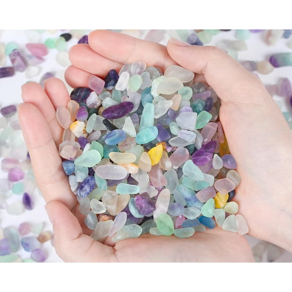 Fluorite Aquarium Gravel Rocks Decor Polished Tumbled Stones Chips Stone Crushed Healing Crystal Quartz Gemstone Bulk for Vase Filler Fish Tank Pea Gravel Fountain Potted 0.55lbs